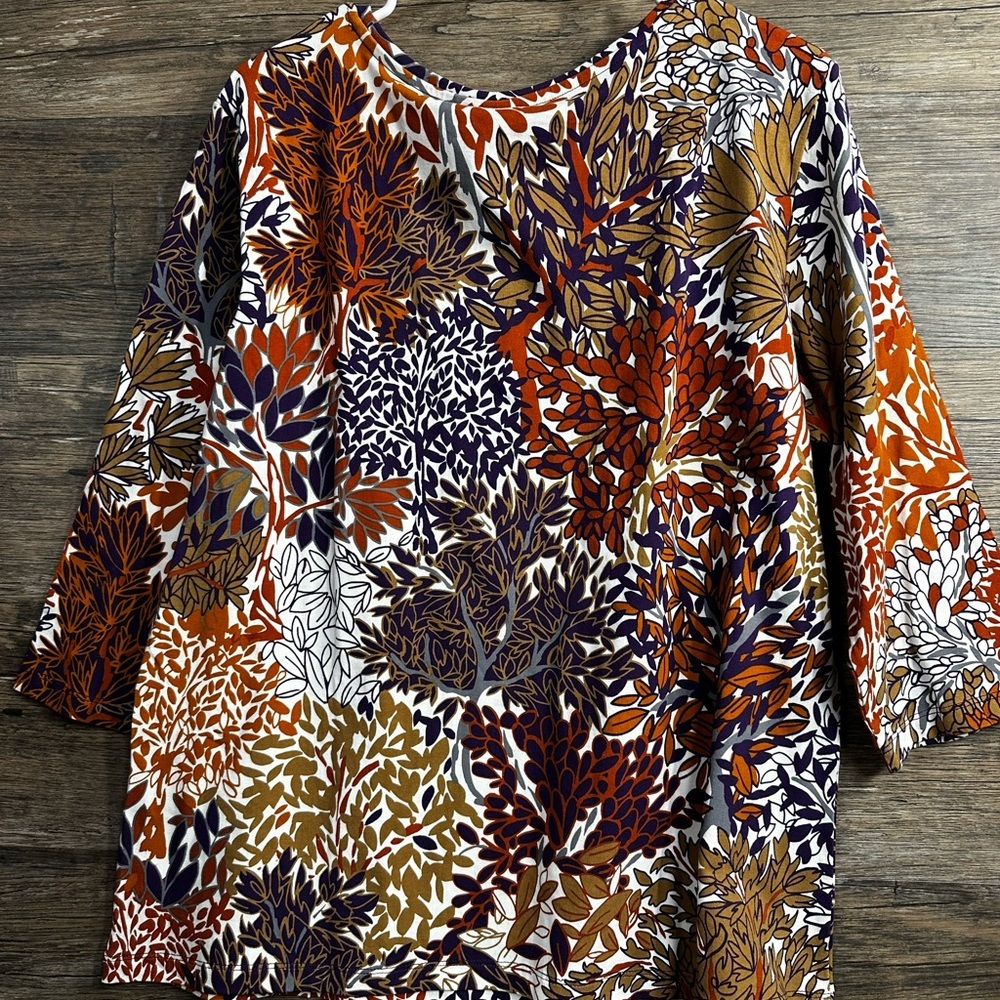 Christopher & Banks Autumn Leaf Print Blouse - Picture 4 of 7
